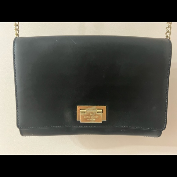 Kate Spade Fiona Leather Shoulder Crossbody Black Purse - Picture 1 of 3